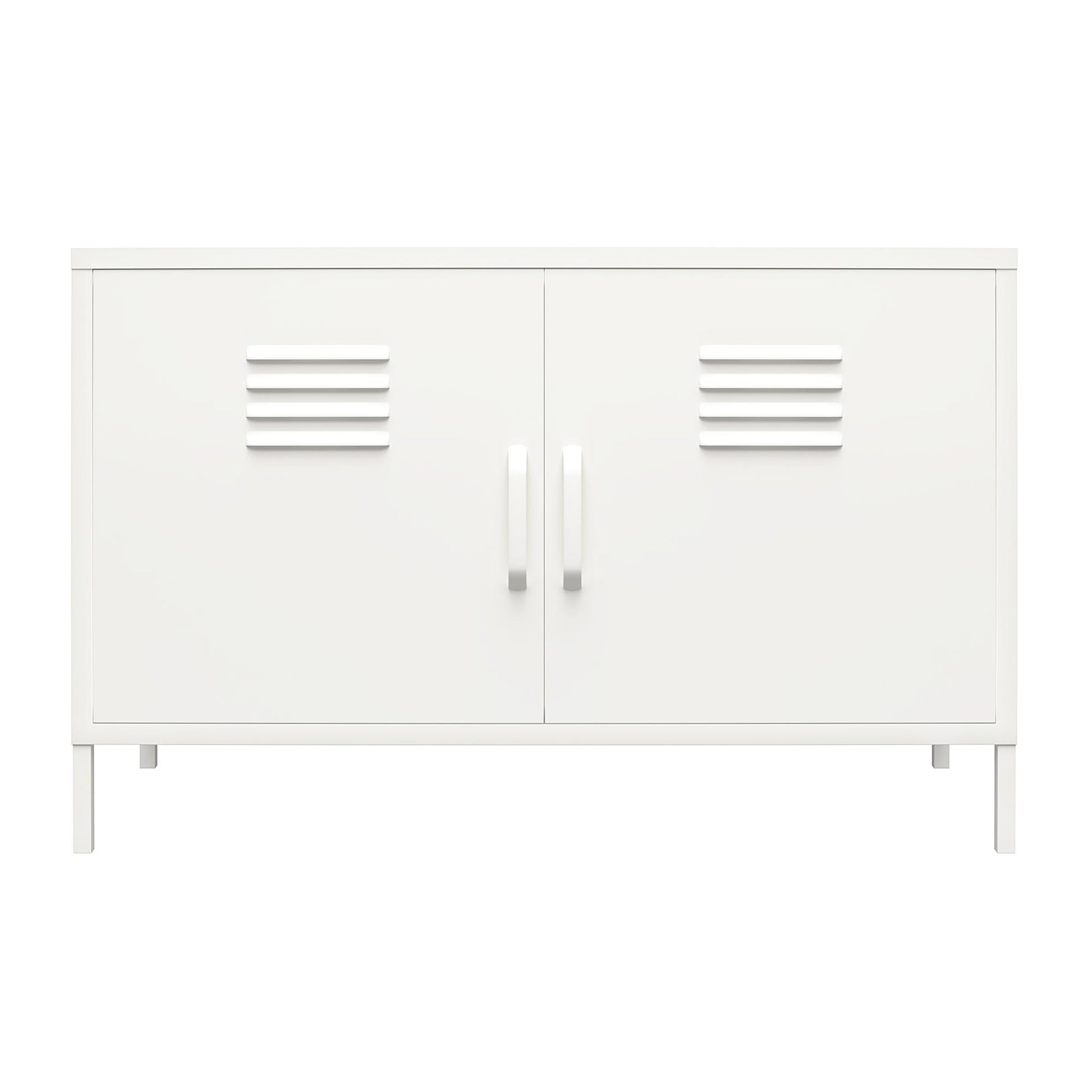 Shadwick 2 Door Metal Locker Accent Cabinet with 2 Shelves - White