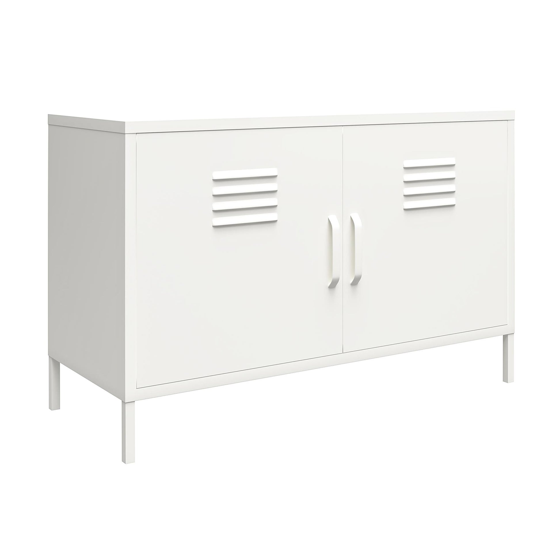 Shadwick 2 Door Metal Locker Accent Cabinet with 2 Shelves - White