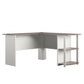 Dakota Computer L Desk with Side Bookshelf and Large Worksurface - White