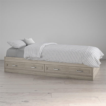 Sierra Ridge Levi Bed with 2 Large Storage Drawers - Light Walnut - Twin