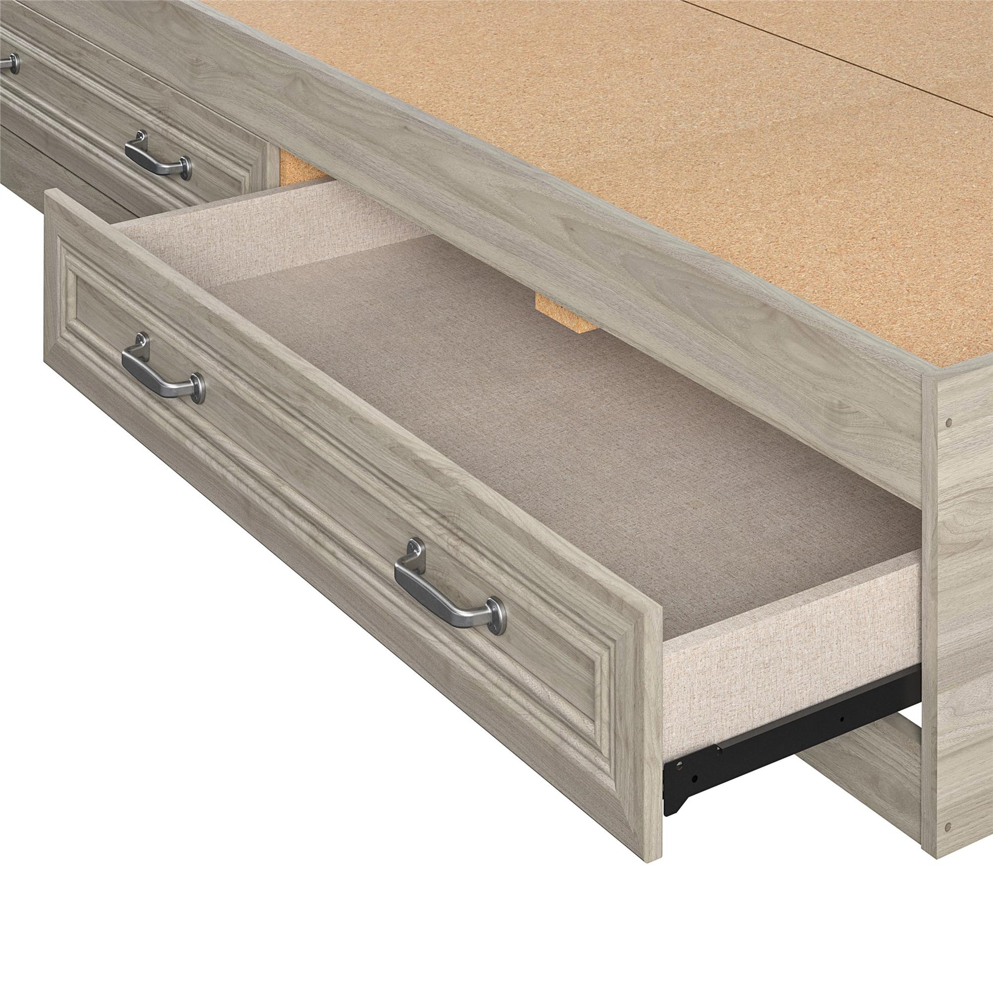 Sierra Ridge Levi Bed with 2 Large Storage Drawers - Light Walnut - Twin