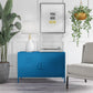 Cache 2 Door Wide Metal Locker Accent Storage Cabinet, Blue - Blue