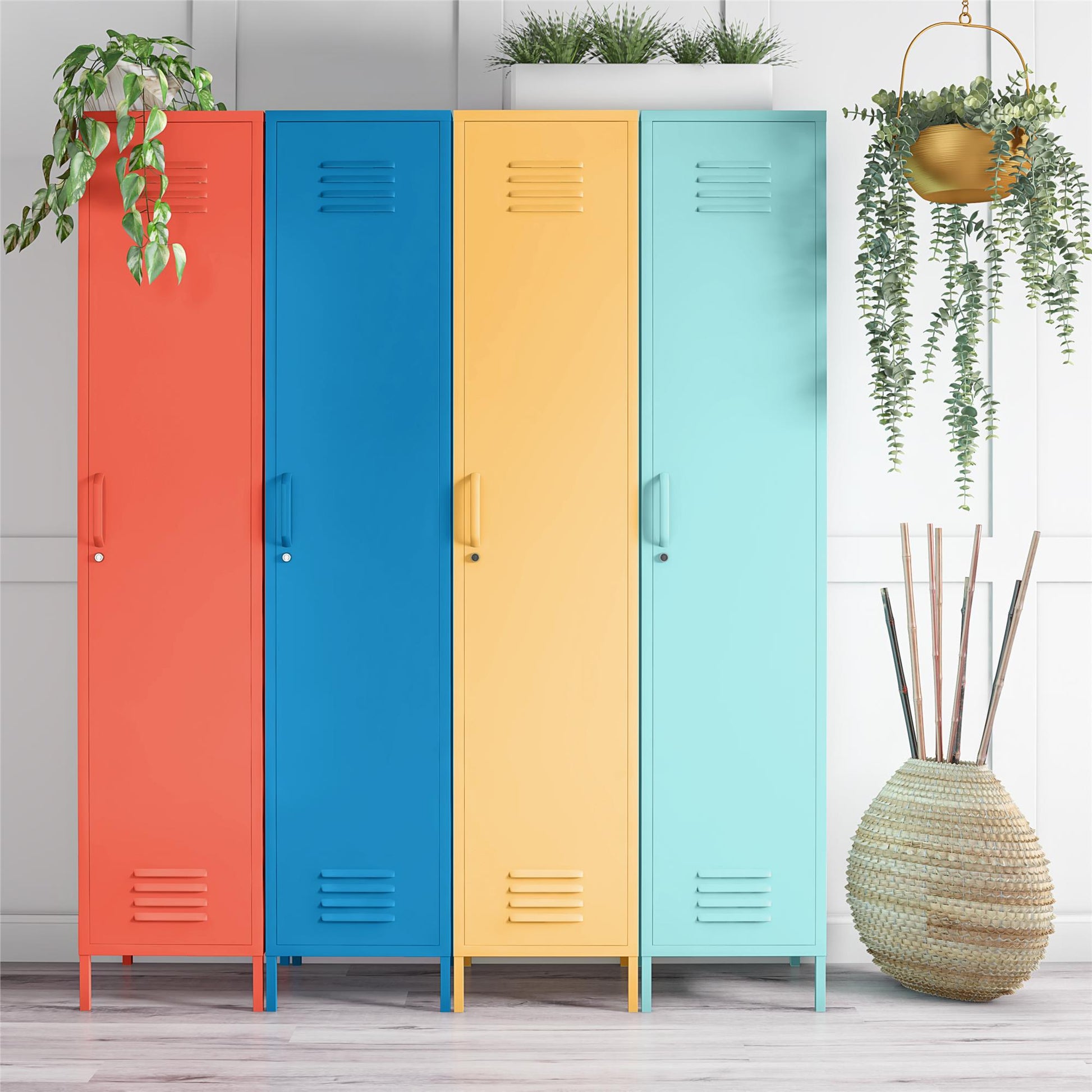 Cache Cache 1 Door Tall Single Metal Locker Style Storage Cabinet, Orange - Orange
