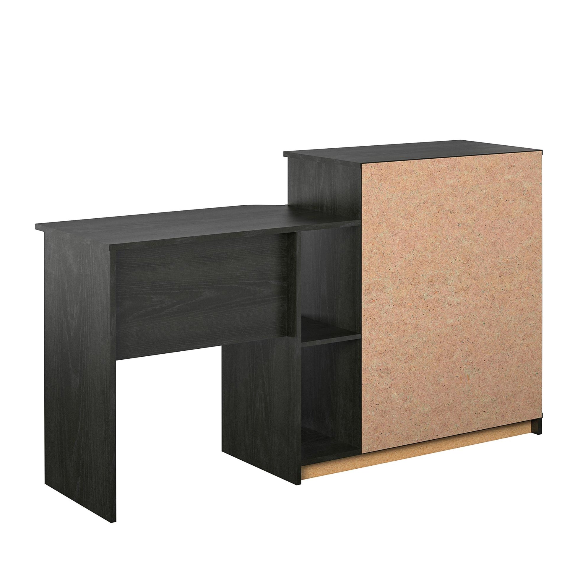 Rebel 3 in 1 Media Dresser with Side Storage and Desk - Black Oak