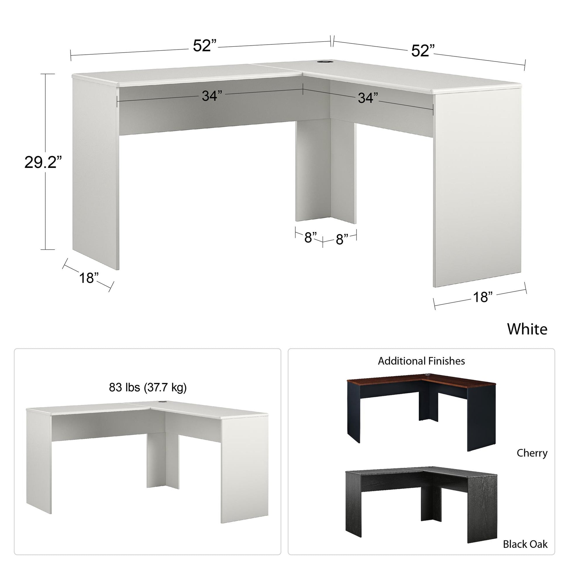 Amara L-Shaped Desk with Wire Management Grommet - Cherry