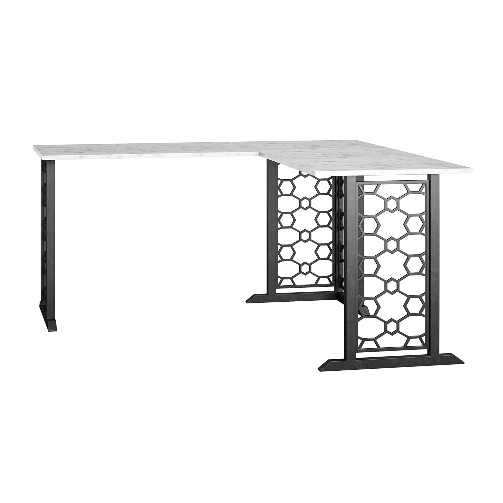 CosmoLiving by Cosmopolitan Ella L Desk - White marble