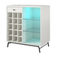 Melbourne Bar Cabinet with LED Lighting and 15 Bottle Compartments - White