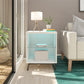 Melbourne End Table with LED Lighting and Glass Shelf - White