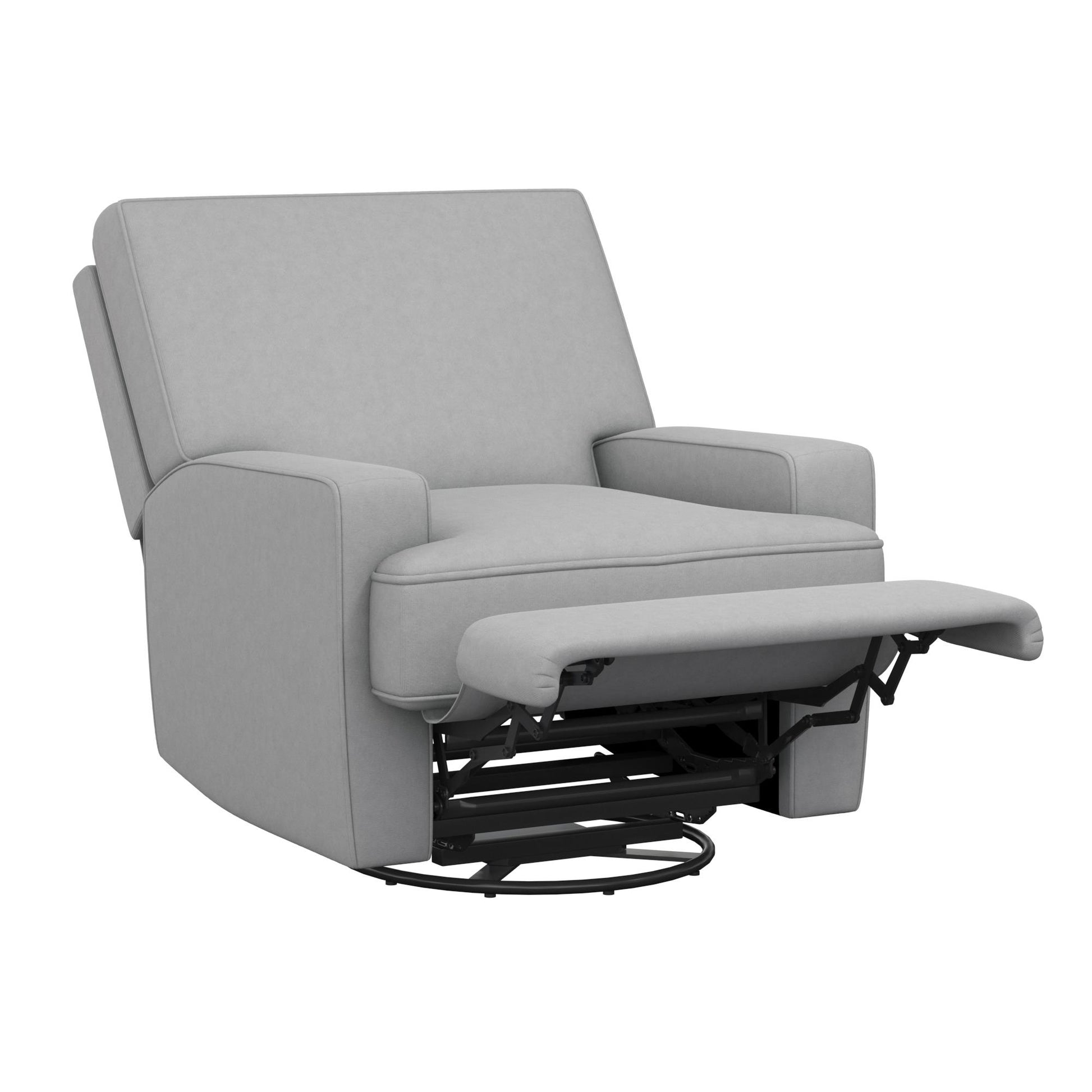 Rylan Upholstered Swivel Glider Recliner Chair with Square Back - Gray