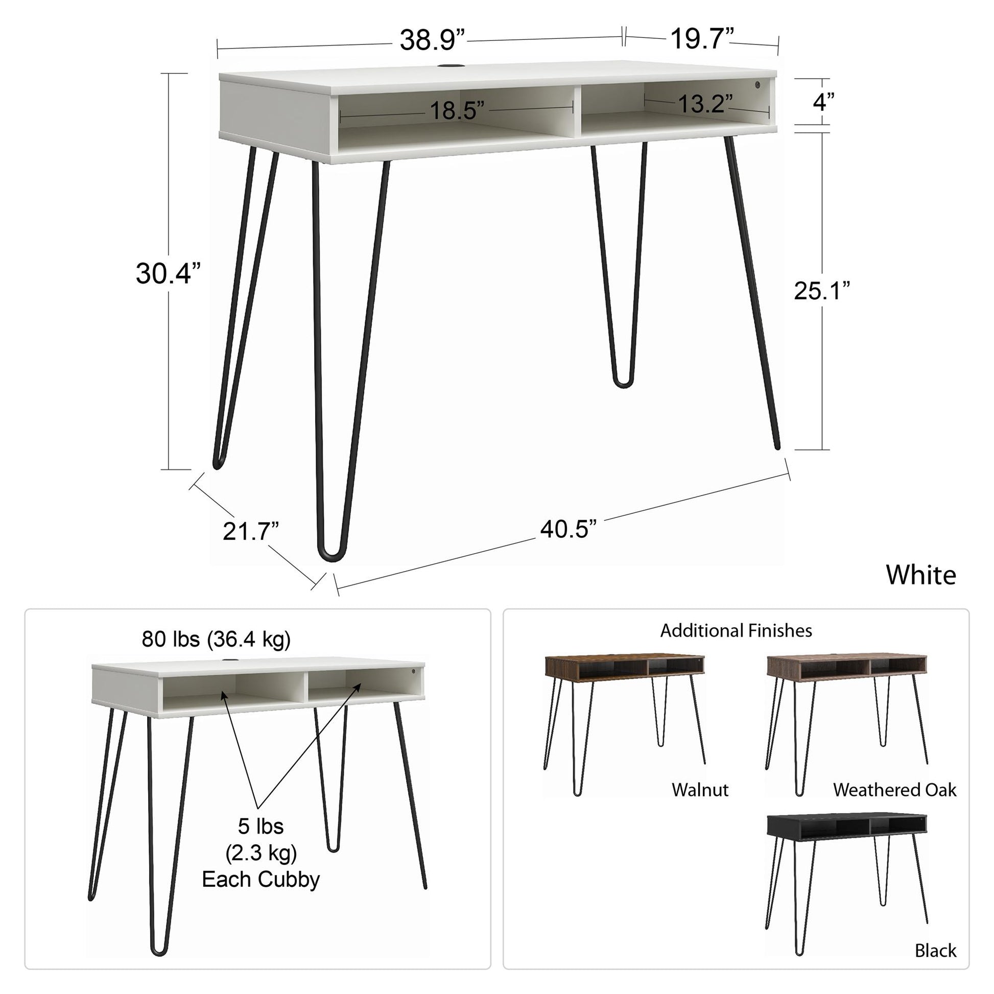 Atwood Computer Desk with Open Storage Shelves and Hairpin Legs - Weathered Oak