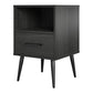 Tyler End Table with 1 Open Shelf and 1 Closed Drawer - Black Oak