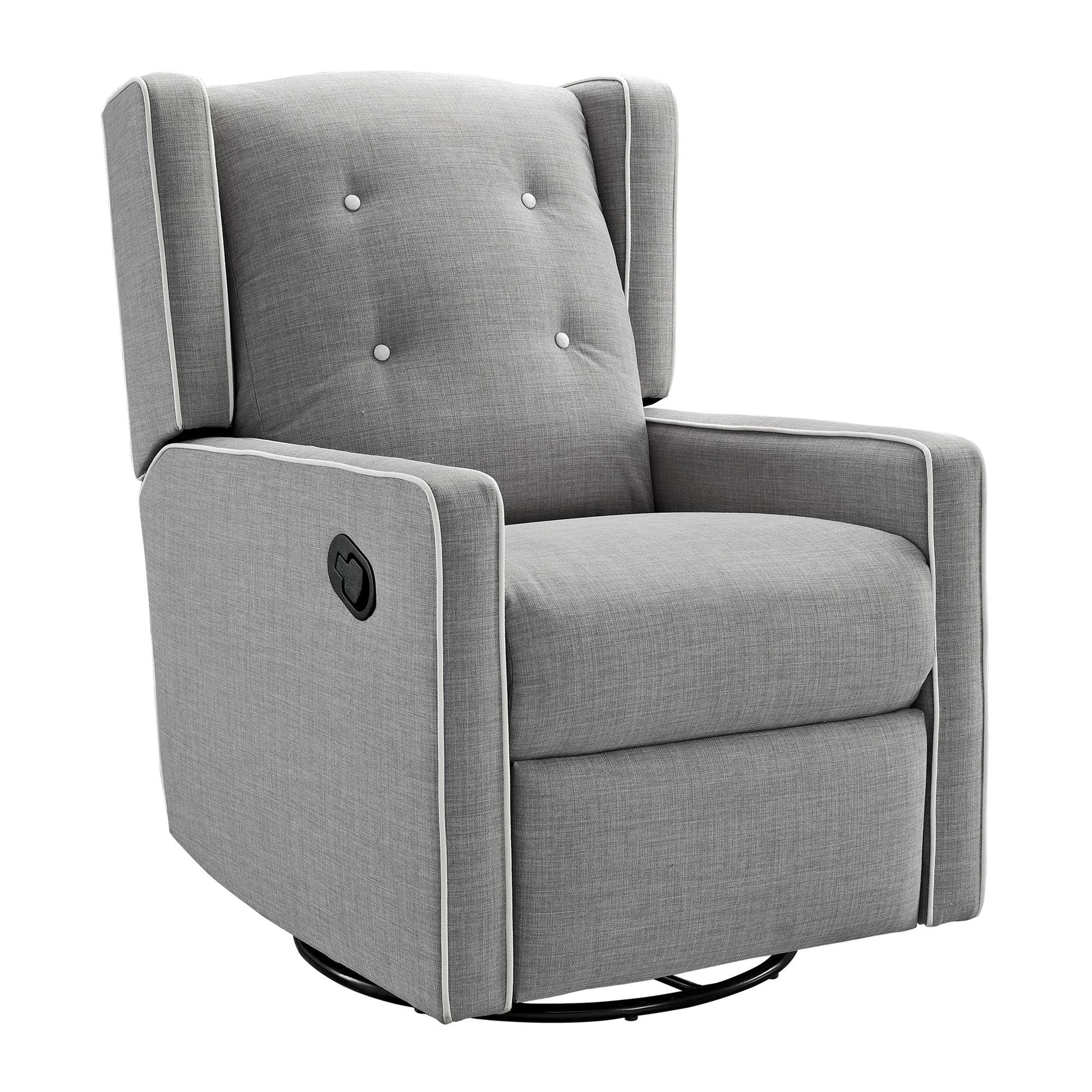 Mikayla Swivel Glider Recliner Chair Pocket Coil Seating - Grey Linen