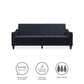 Vintage Tufted Split Back Futon - Blue