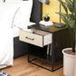 Kelly Nightstand, Faux Rattan & Black Oak - Black Oak