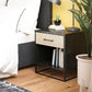Kelly Nightstand, Faux Rattan & Black Oak - Black Oak