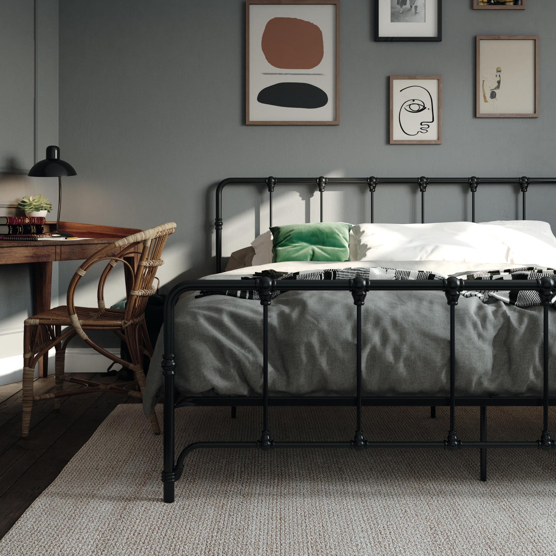 Mainstays Farmhouse Metal Bed, King, Black - Black - King