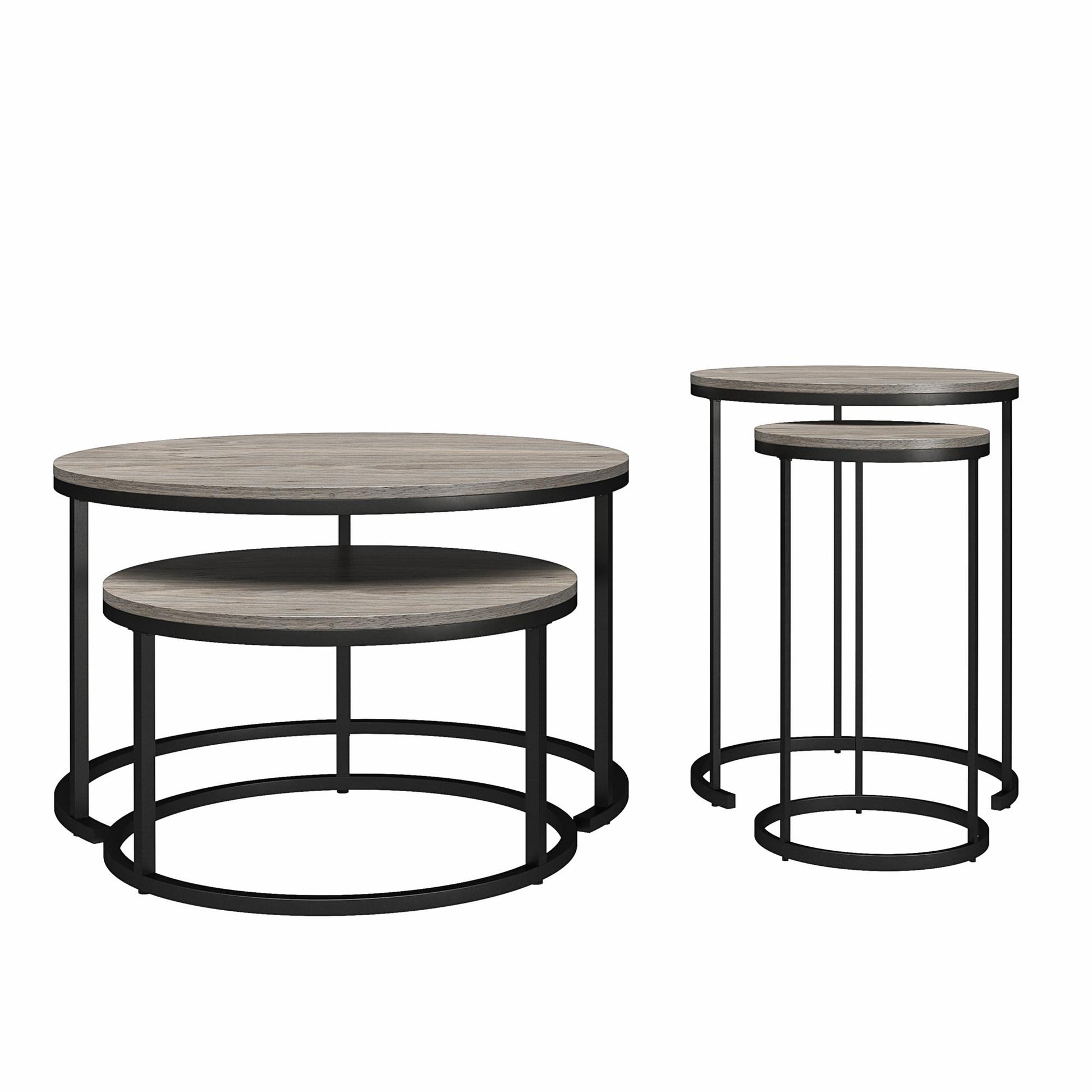 Camdale Nesting Coffee Table and End Table 4 Piece Set - Gray Oak