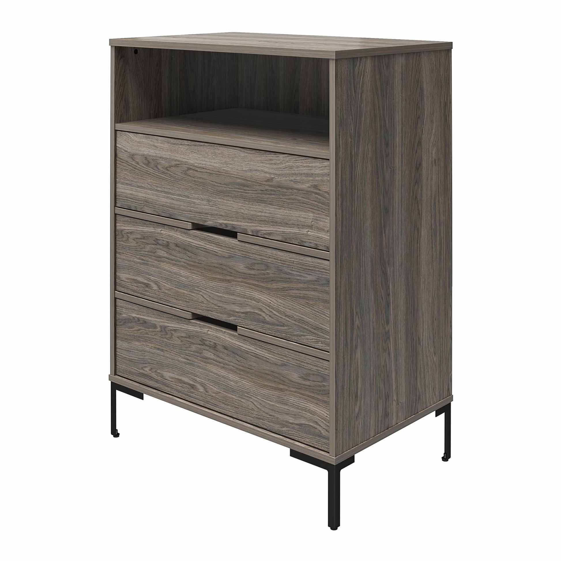Ameriwood Home Tall 3 Drawer 1 Cubby Dresser, Weathered Oak - Weathered Oak