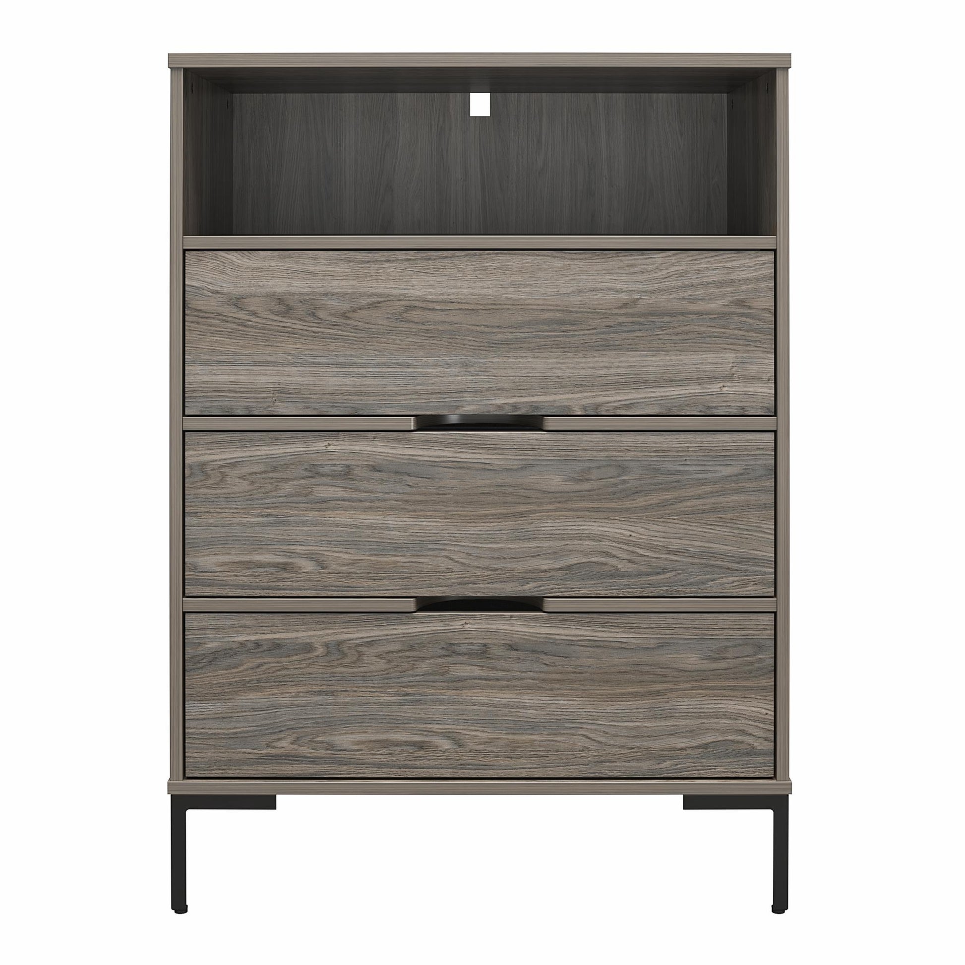 Ameriwood Home Tall 3 Drawer 1 Cubby Dresser, Weathered Oak - Weathered Oak