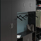 Basin 2 Door Wall Storage Cabinet with Hanging Rod - Black