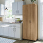 Basin Tall Asymmetrical Storage Cabinet with Adjustable Shelving and Feet - Natural