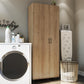 Basin Tall Asymmetrical Storage Cabinet with Adjustable Shelving and Feet - Natural