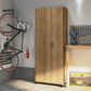 Basin Tall Asymmetrical Storage Cabinet with Adjustable Shelving and Feet - Natural
