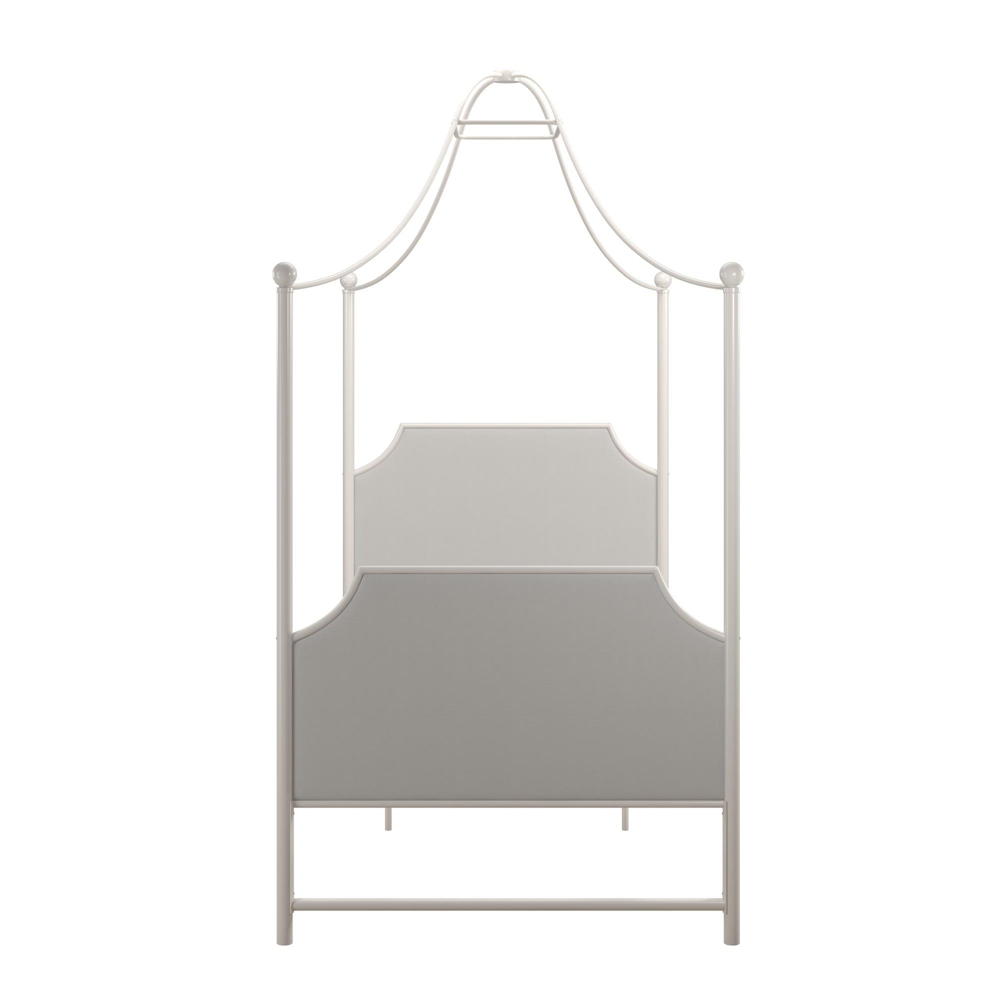 Monarch Hill Clementine Canopy Bed with Linen Headboard and Footboard - White - Twin