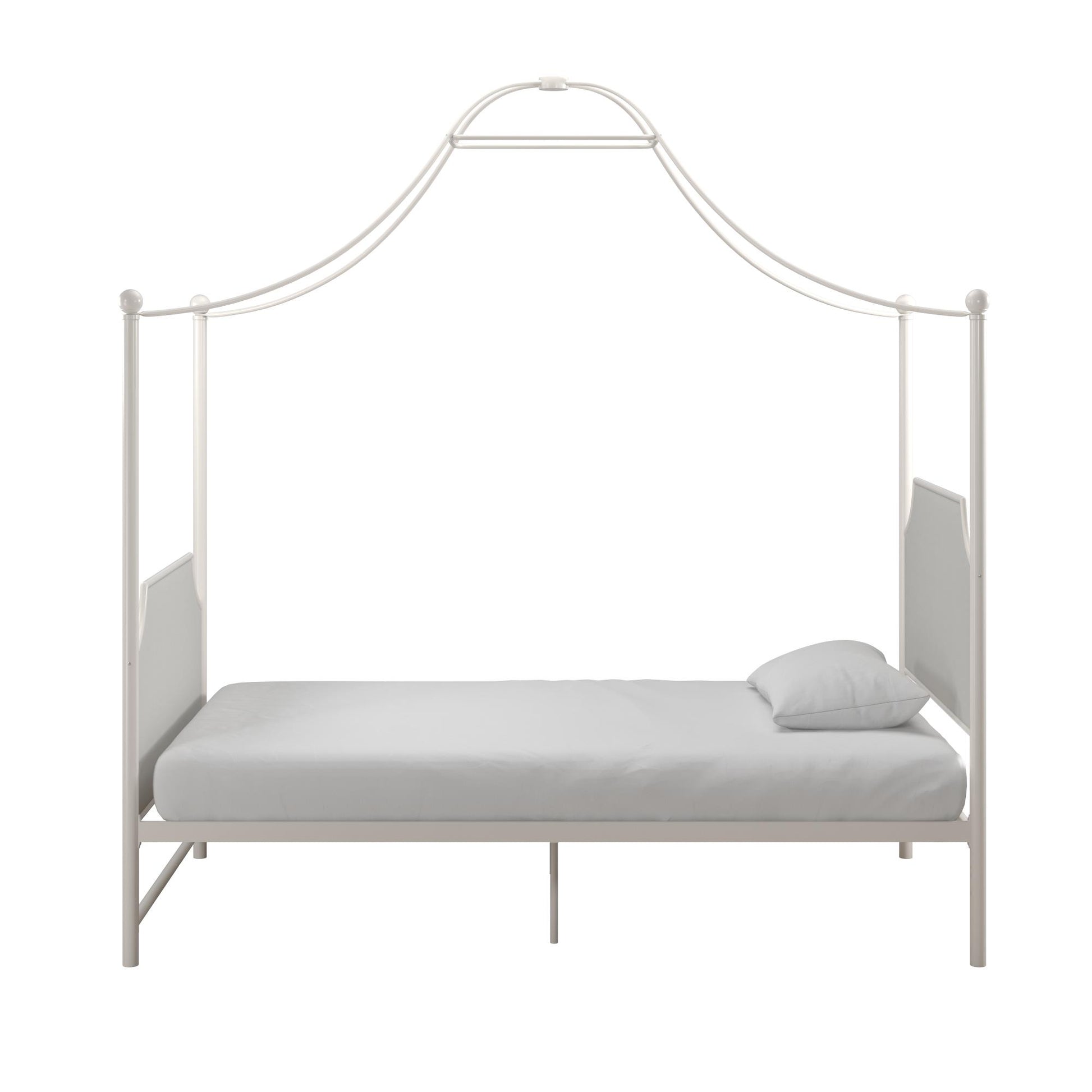 Monarch Hill Clementine Canopy Bed with Linen Headboard and Footboard - White - Twin