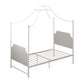 Monarch Hill Clementine Canopy Bed with Linen Headboard and Footboard - White - Twin
