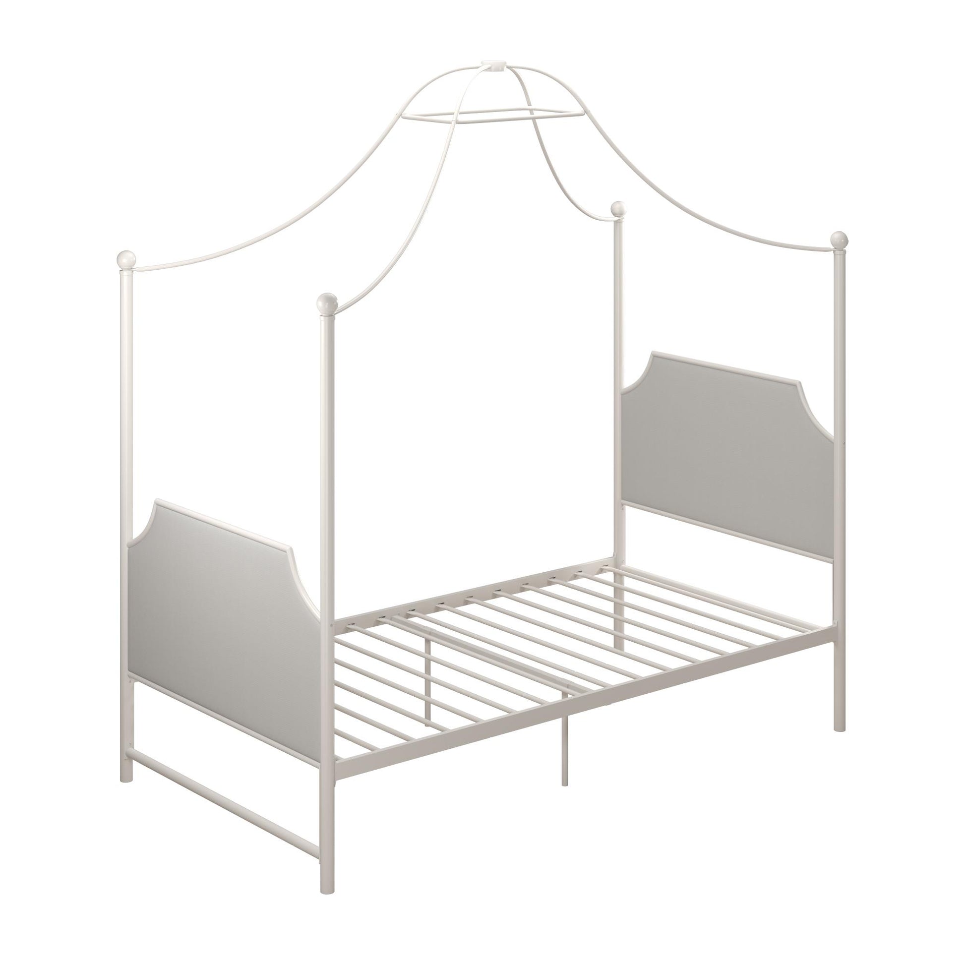 Monarch Hill Clementine Canopy Bed with Linen Headboard and Footboard - White - Twin