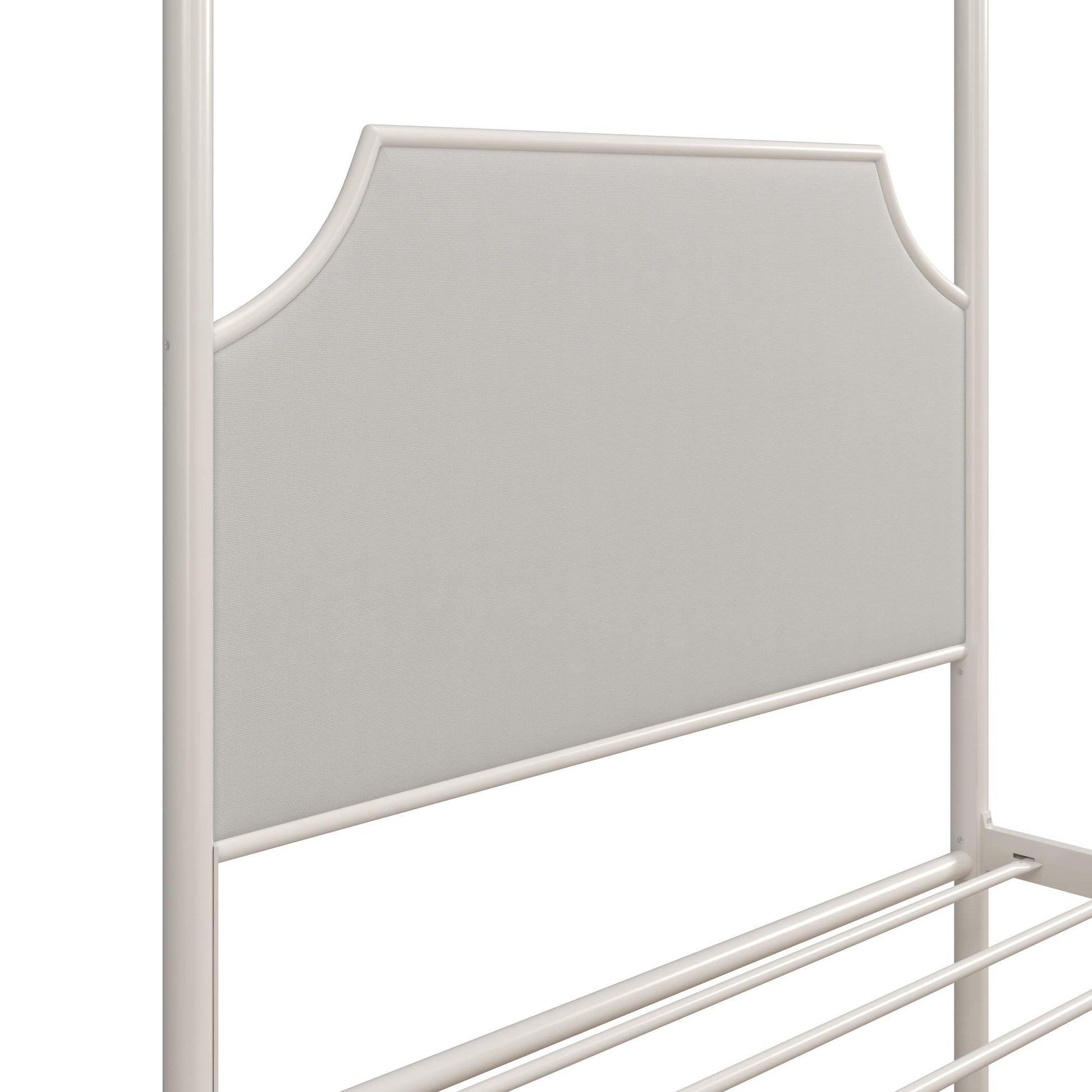 Monarch Hill Clementine Canopy Bed with Linen Headboard and Footboard - White - Twin