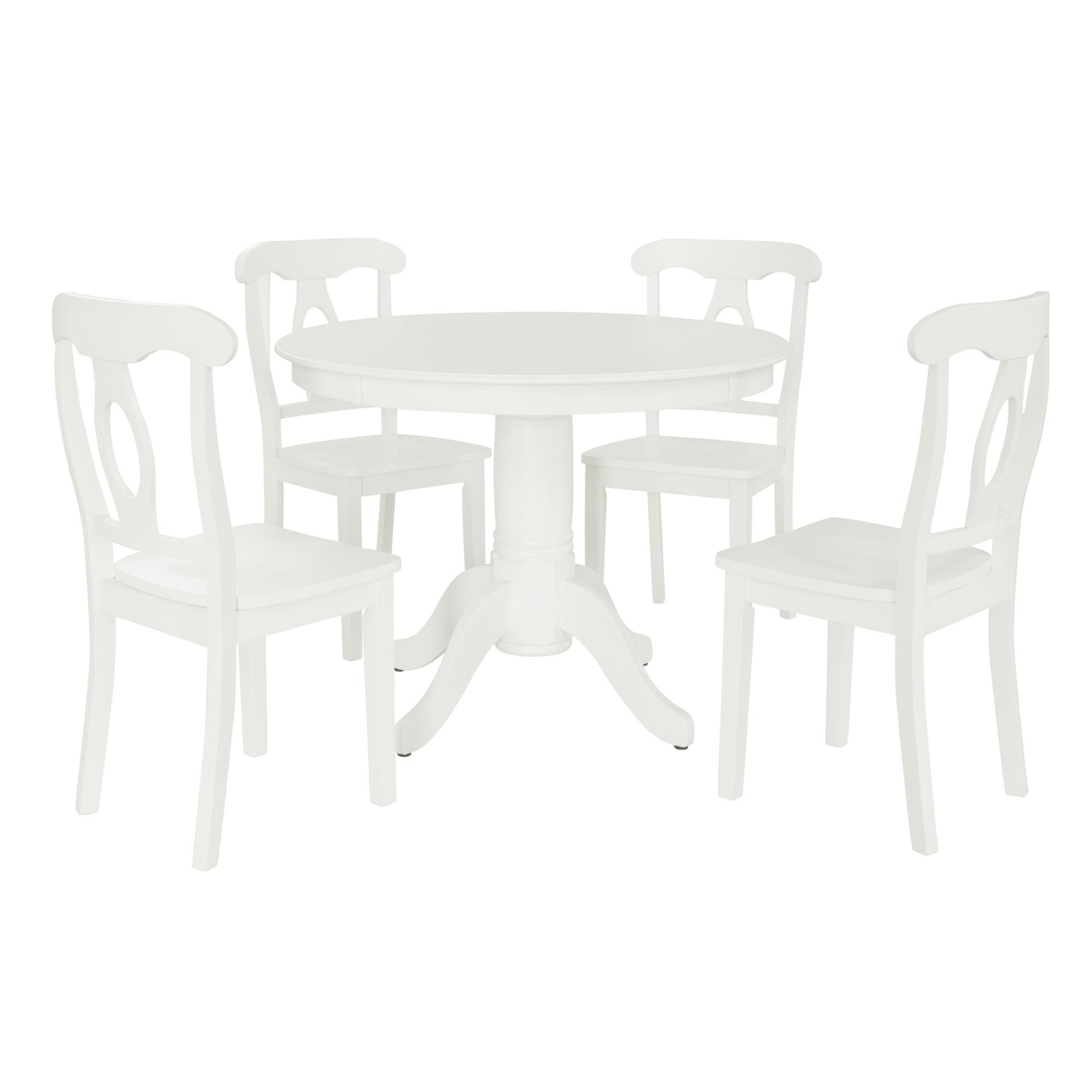 Aubrey 5 Piece Traditional Pedestal Round Dining Table and Chairs Set - White