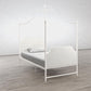 Monarch Hill Clementine Canopy Bed with Linen Headboard and Footboard - White - Twin