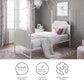 Monarch Hill Clementine Canopy Bed with Linen Headboard and Footboard - White - Twin