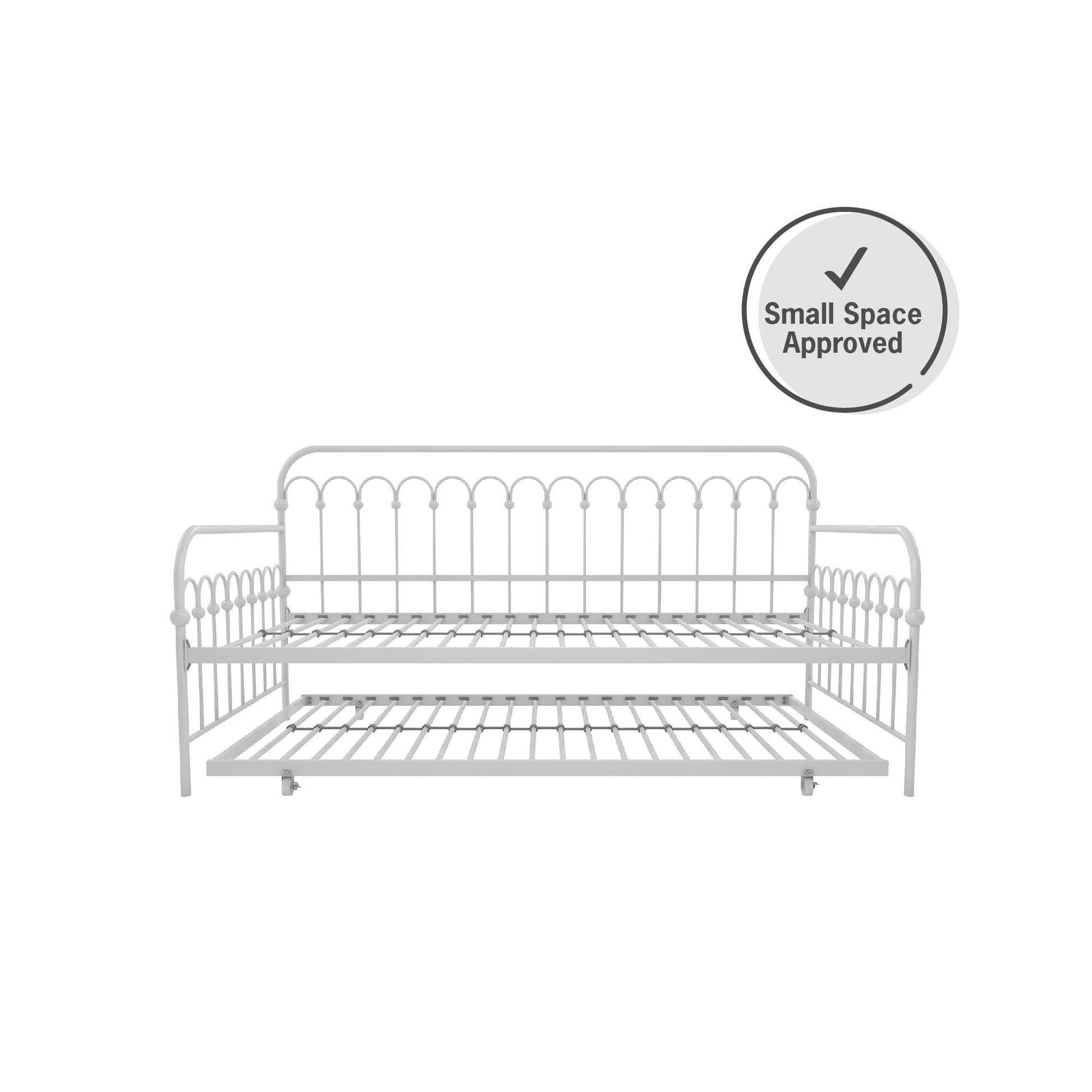 Bright Pop Metal Daybed with Trundle - White - Twin