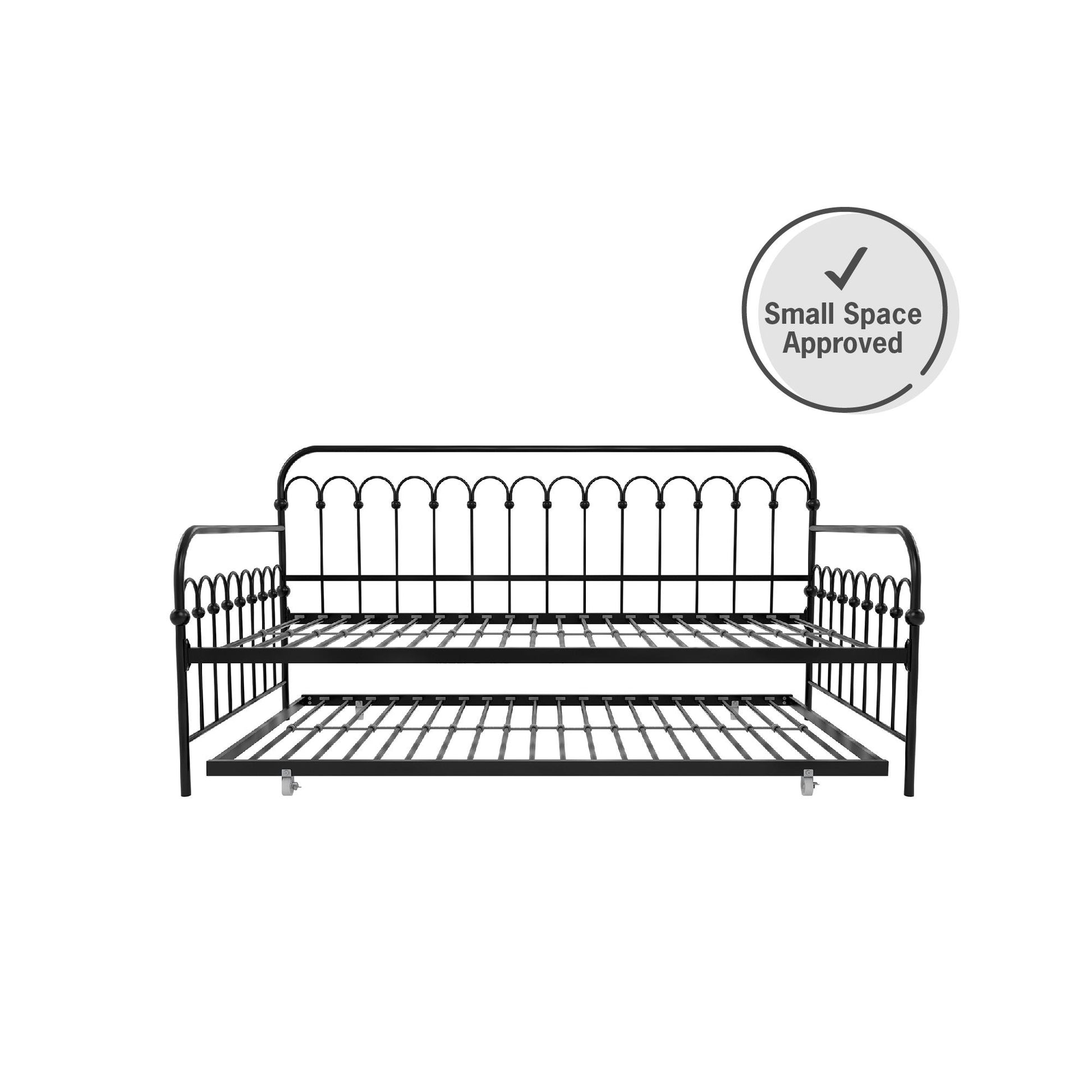 Bright Pop Metal Daybed with Trundle - Black - Twin