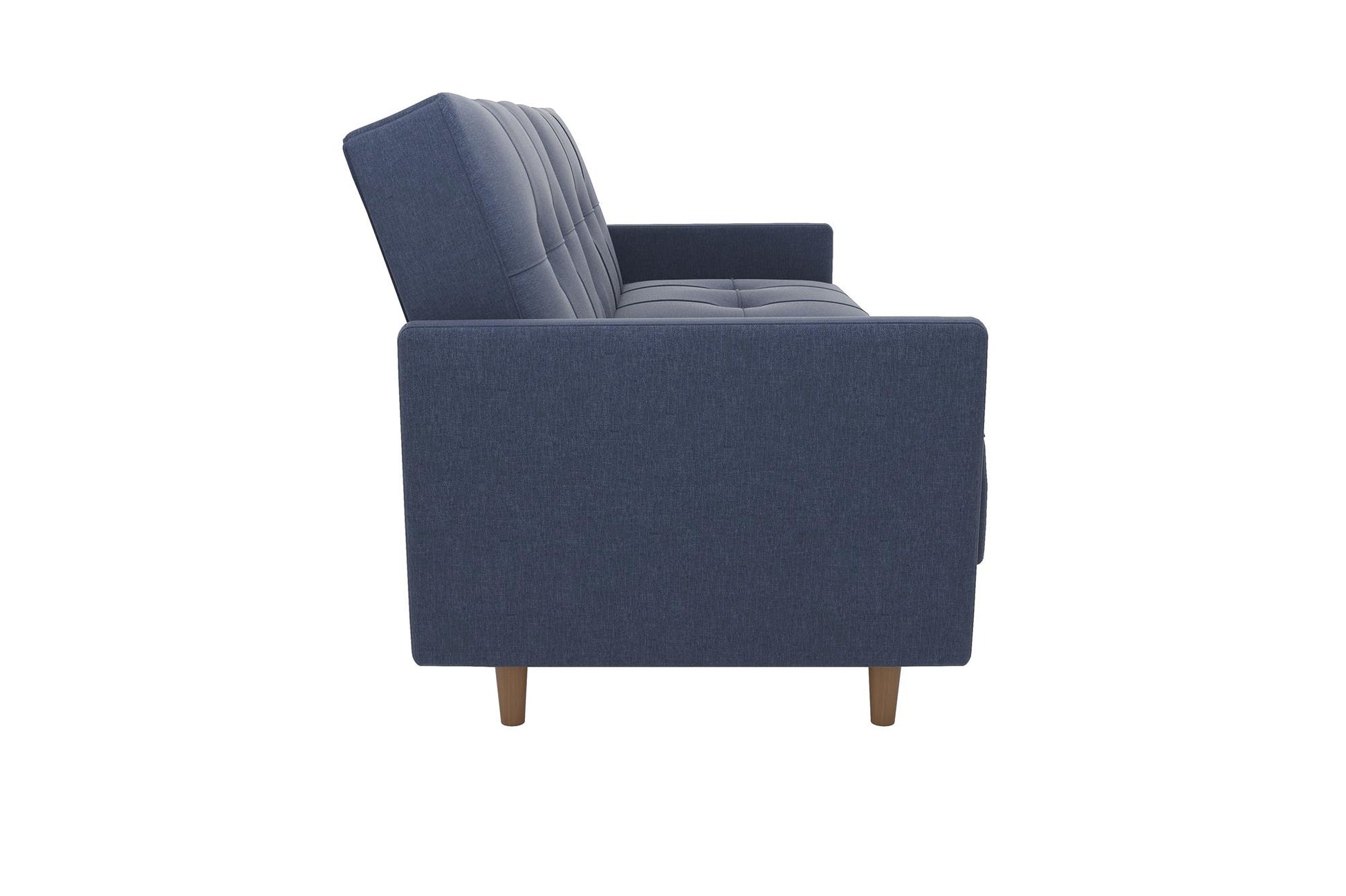 Andora Tufted Upholstered Coil Futon with Wooden Legs - Navy Linen
