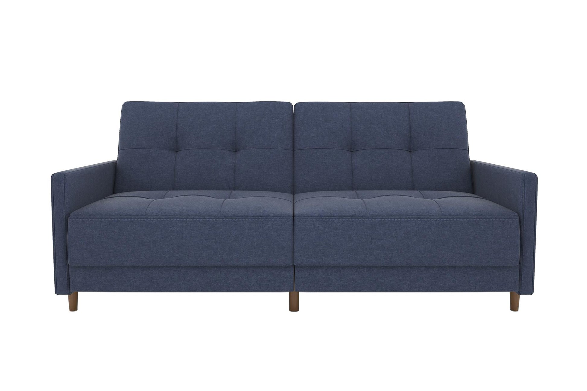 Andora Tufted Upholstered Coil Futon with Wooden Legs - Navy Linen