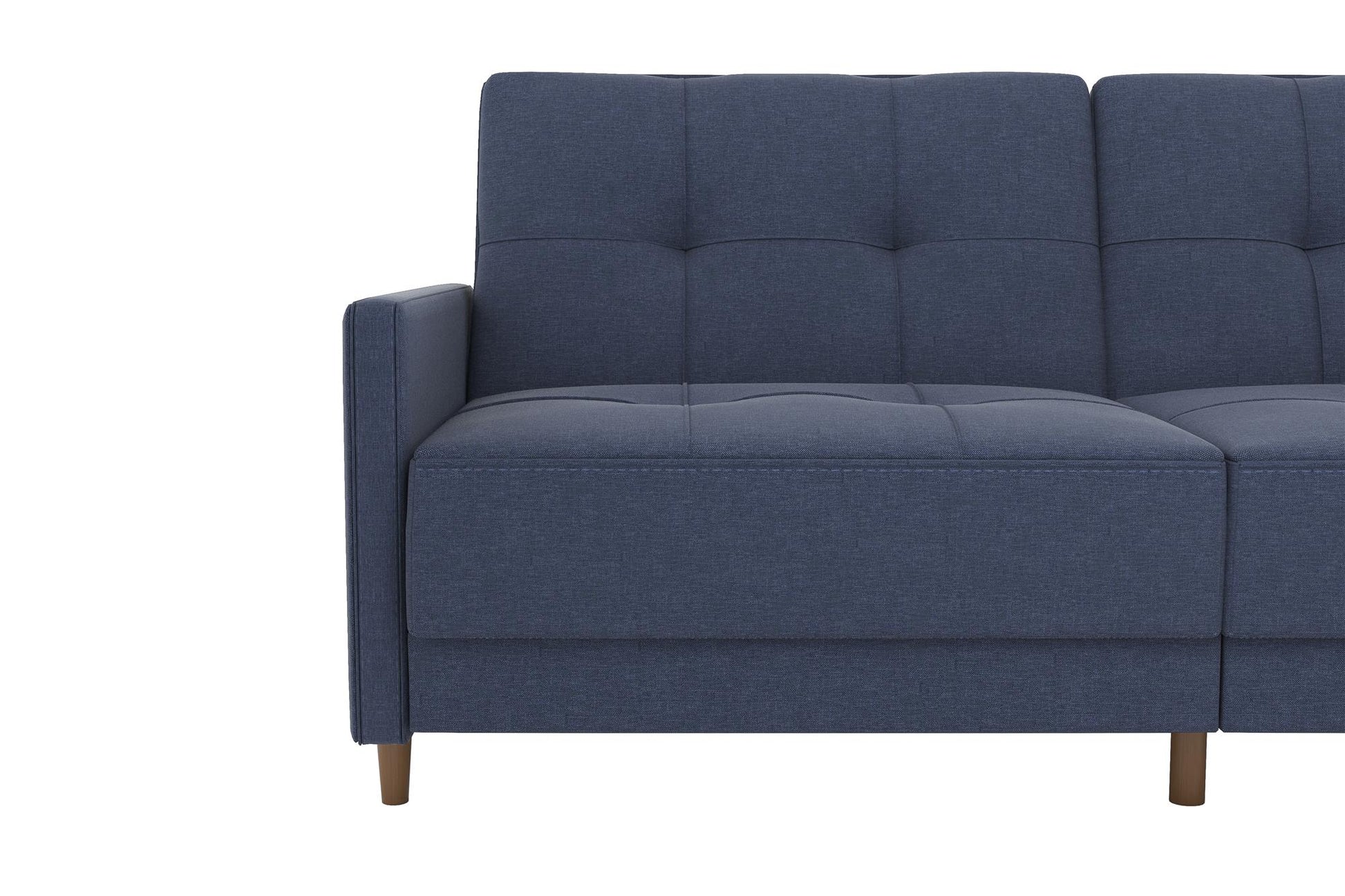 Andora Tufted Upholstered Coil Futon with Wooden Legs - Navy Linen