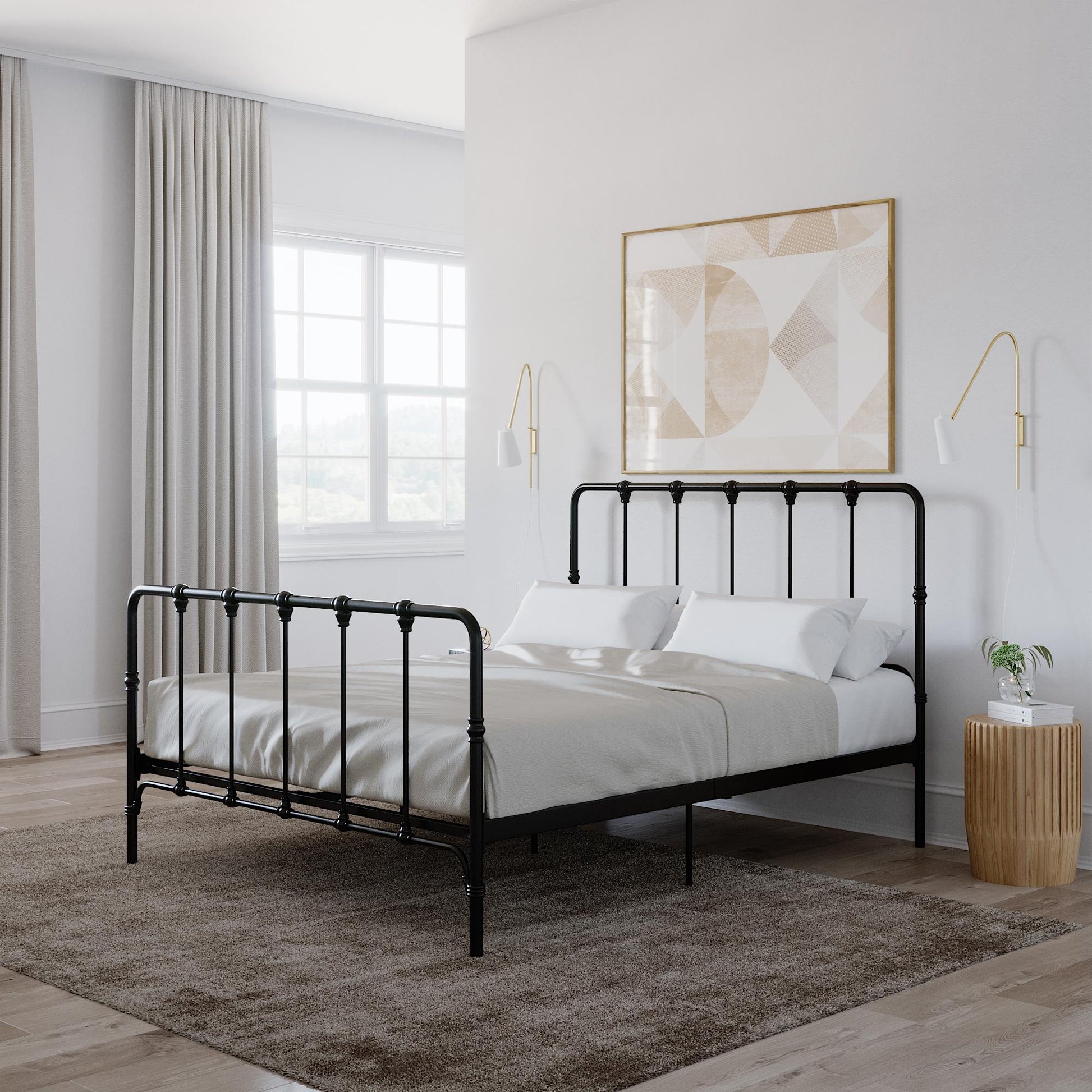 Mainstays Farmhouse Metal Bed, Queen, Black - Black - Queen