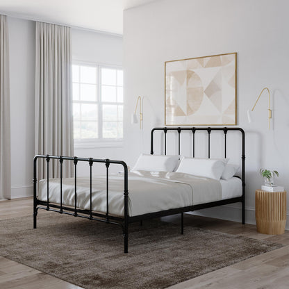 Mainstays Farmhouse Metal Bed, Queen, Black - Black - Queen