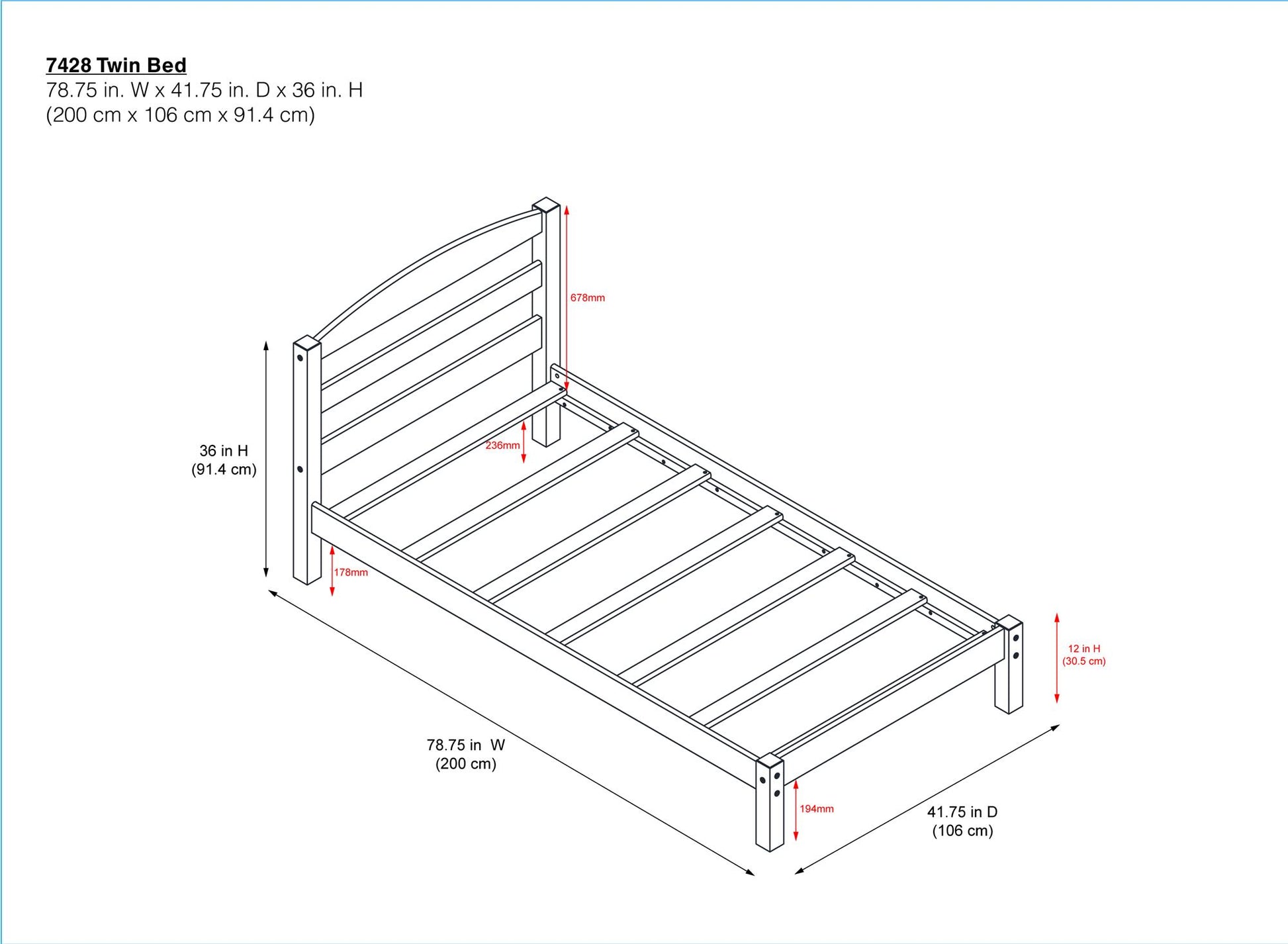 Better Homes & Gardens Leighton Bed Frame - Gray