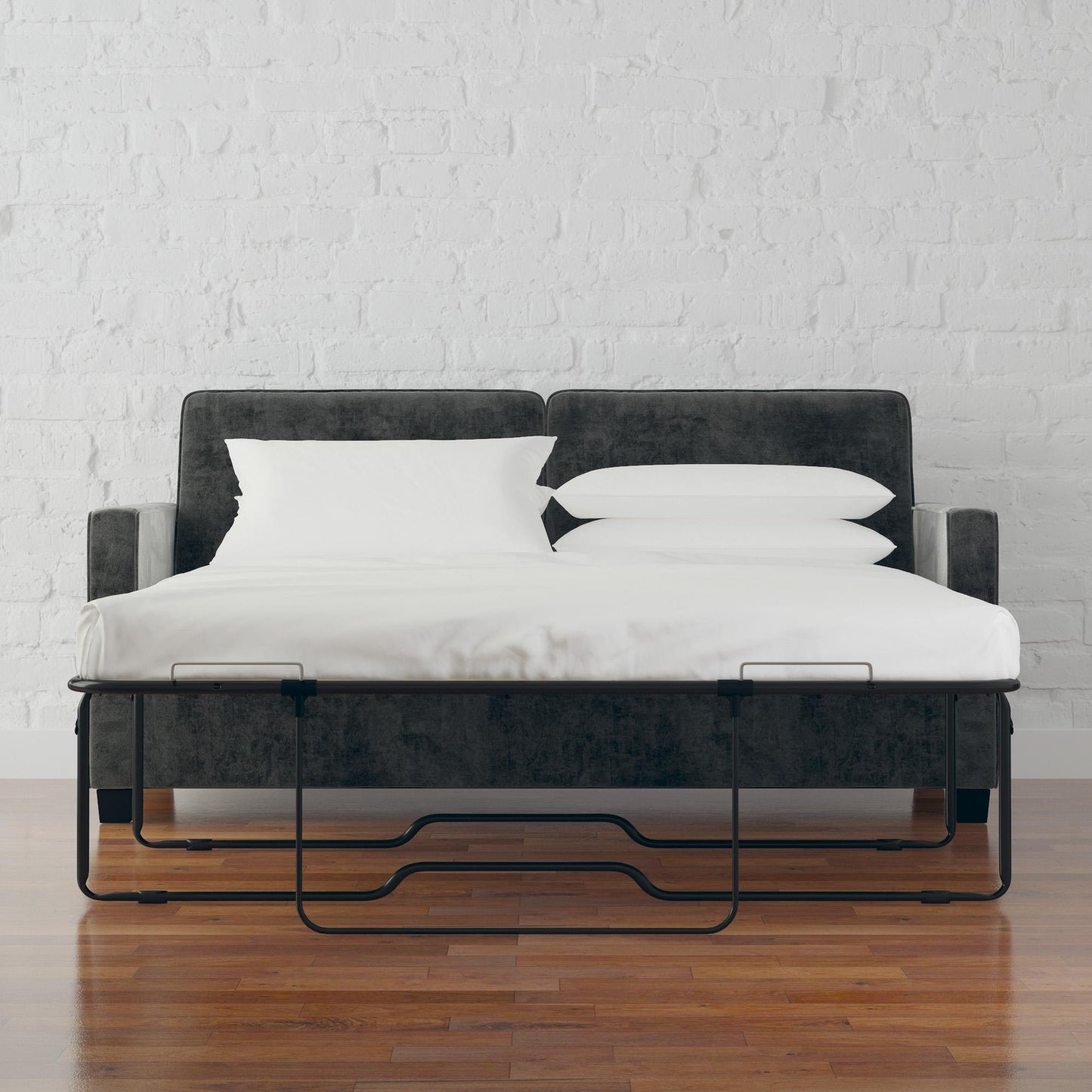 DHP Cooper Sofa Sleeper with Queen Memory Foam Mattress, Gray Velvet - Gray - Queen