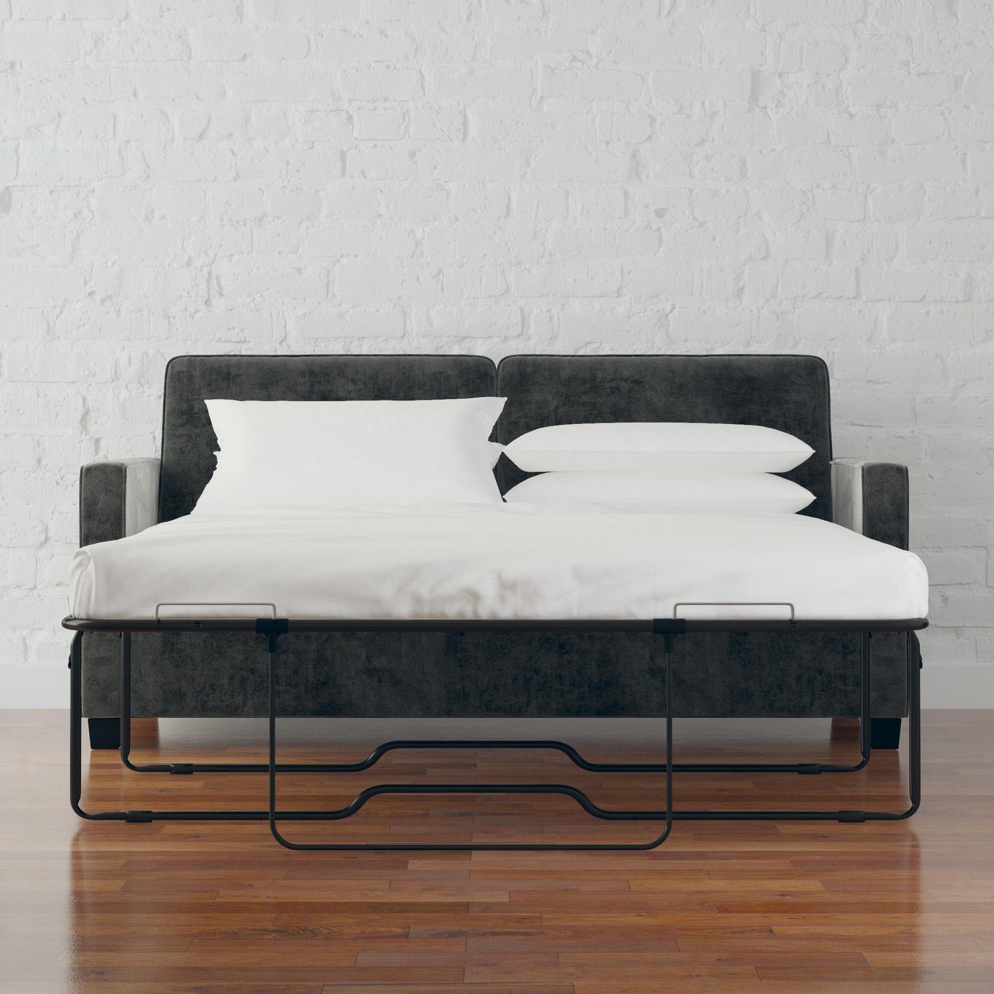 DHP Cooper Sofa Sleeper with Queen Memory Foam Mattress, Gray Velvet - Gray - Queen