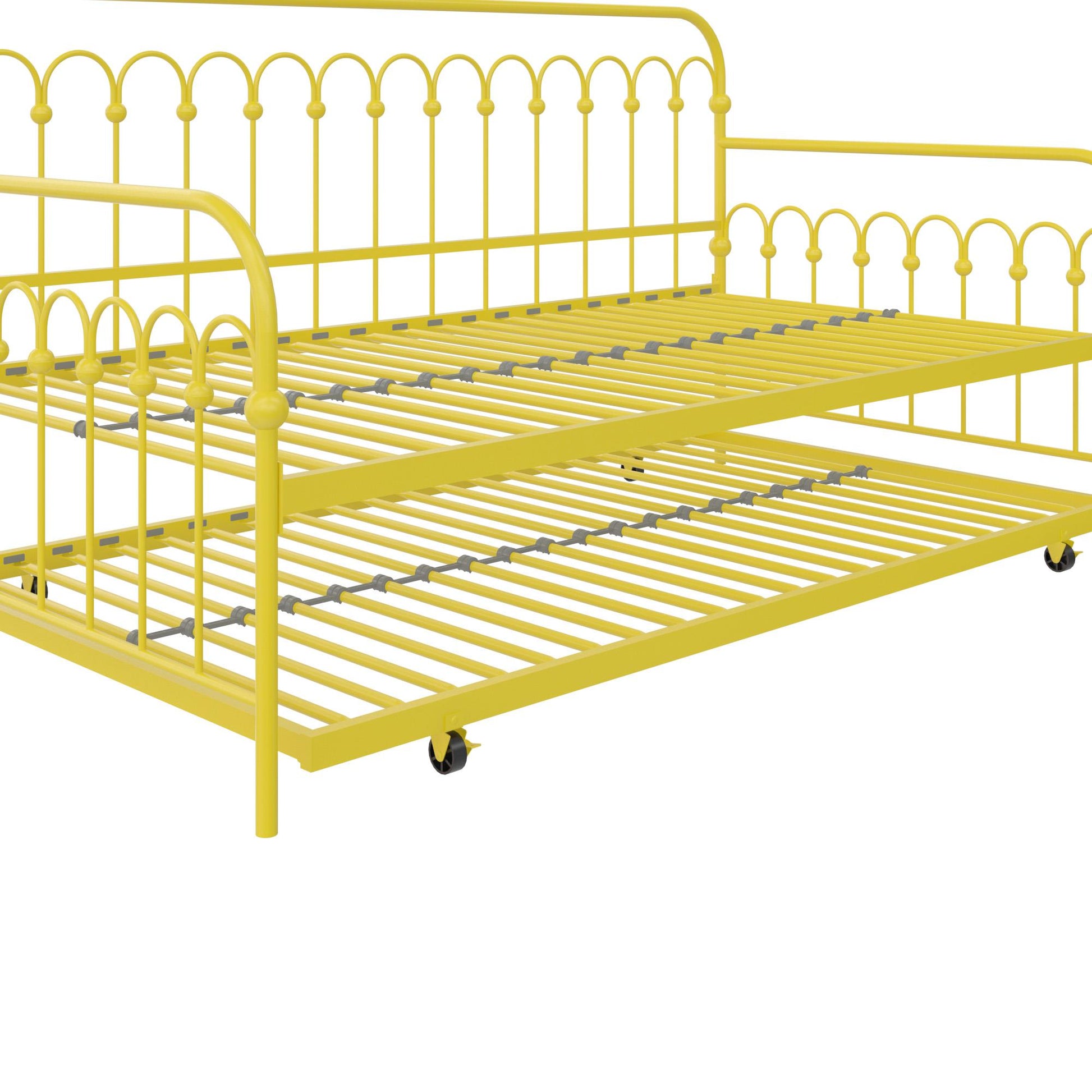 Bright Pop Metal Daybed with Trundle - Yellow - Twin