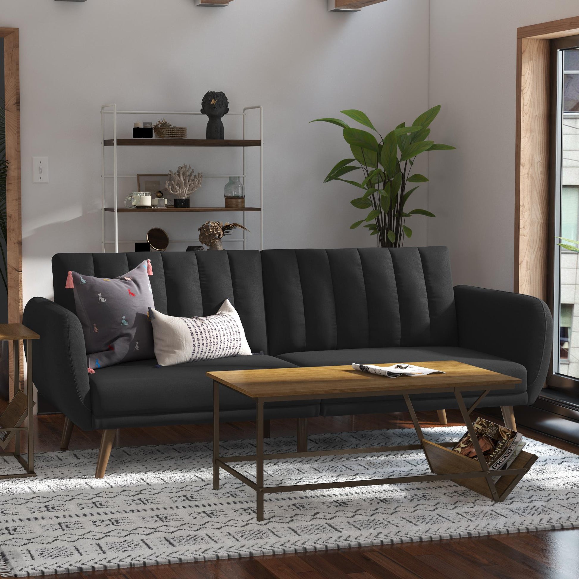Brittany Futon - Dark Gray Linen