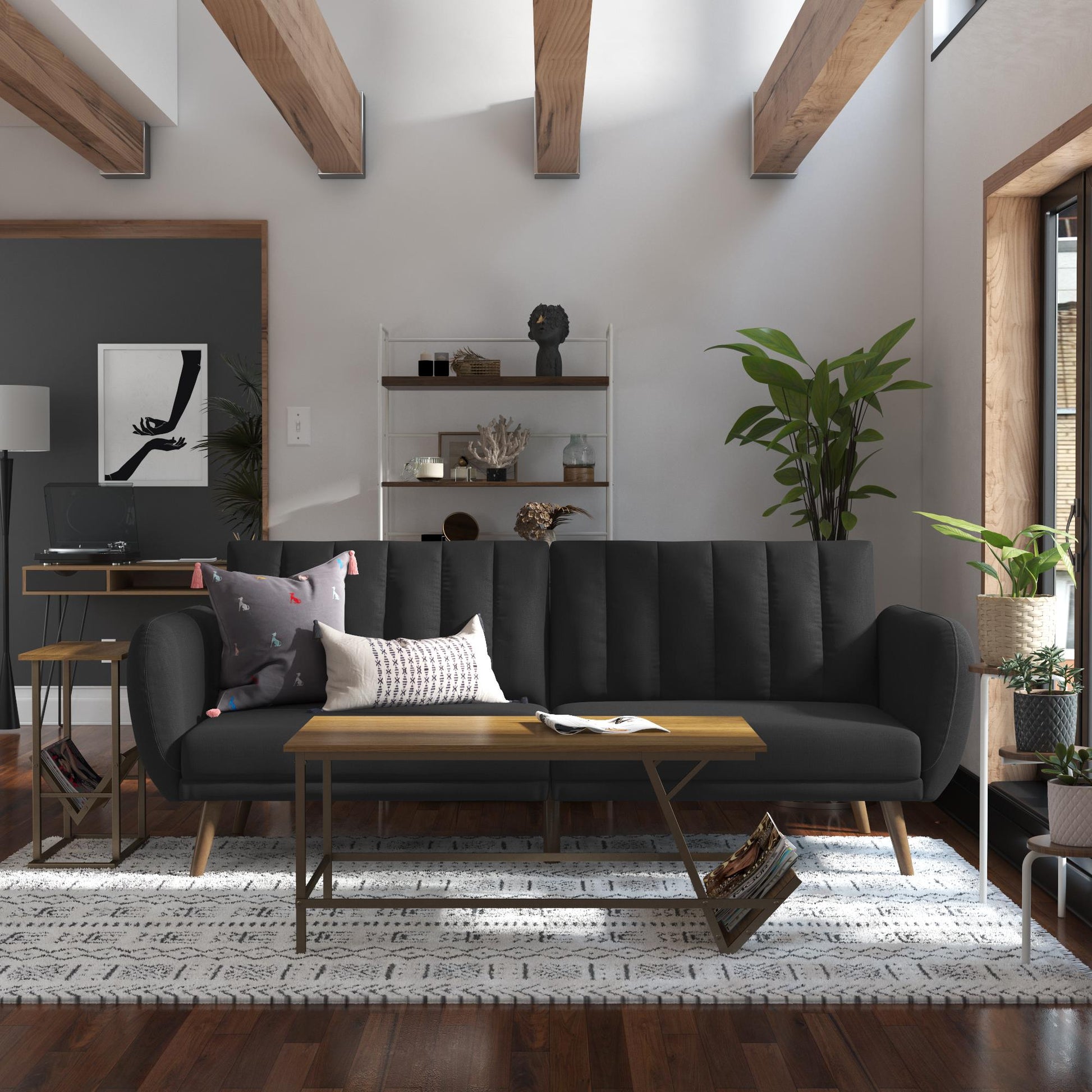 Brittany Futon - Dark Gray Linen