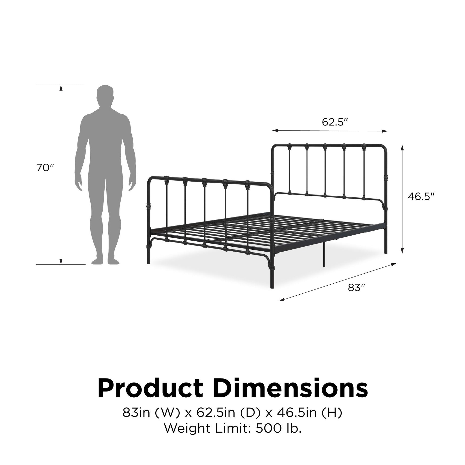 Mainstays Farmhouse Metal Bed, Queen, Black - Black - Queen