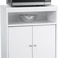 Landry 2 Door Utility Microwave Cart with Shelves - White
